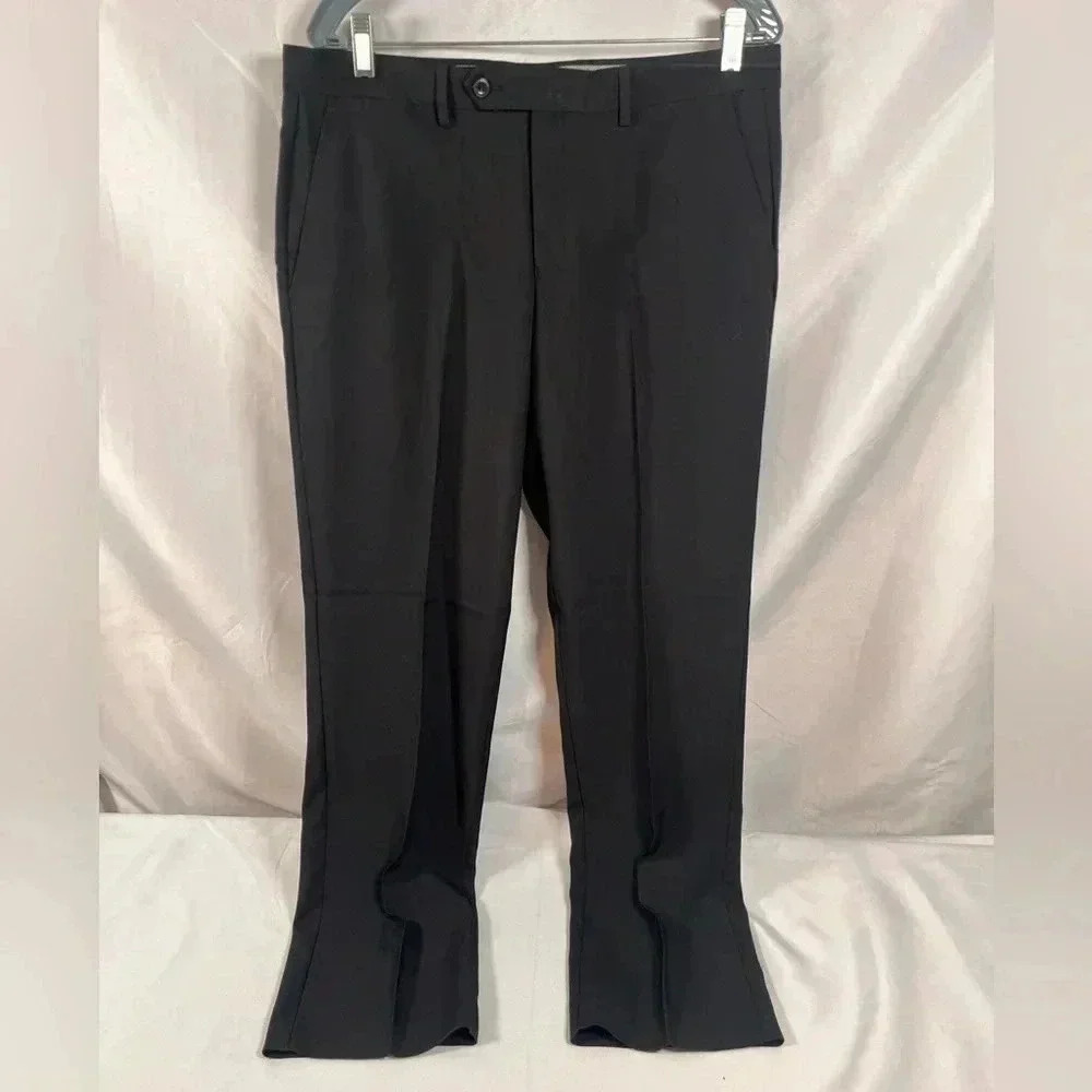 Michael Kors Mens Monroe Dress Pants 34x30 Black Stretch-Polyester-Spandex